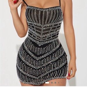 Elegant Black and Silver Strapless Dress